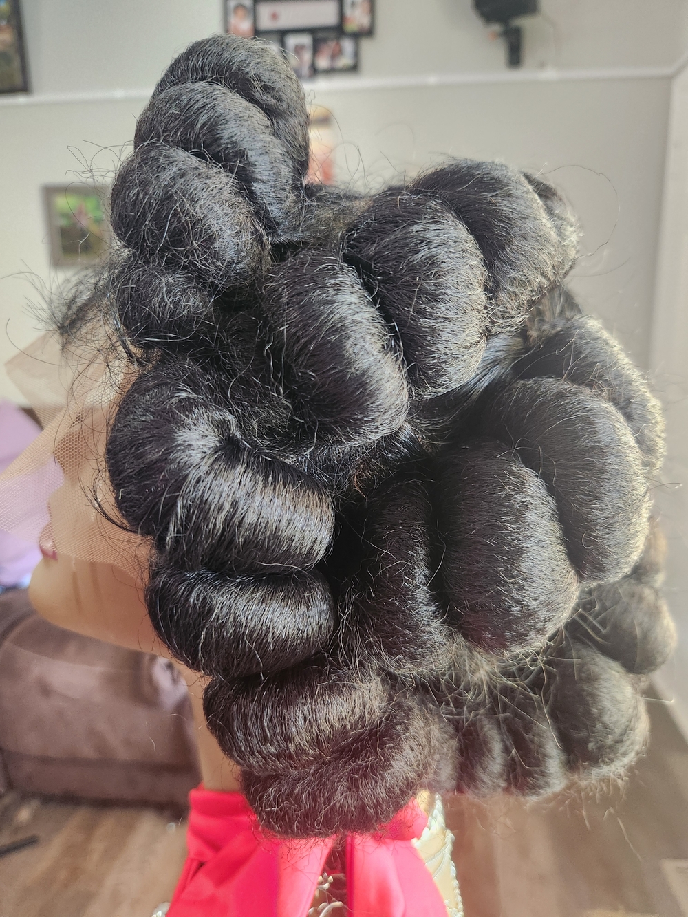 Black Lace Front Wig with Jumbo Bantu Knots- Women Hair - Picture 2 of 8